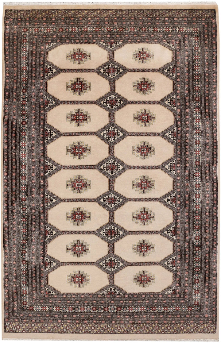Wheat Pakistani Jaldar Rug 5' 7" x 8' 6" Hand-Knotted | No. QA75878