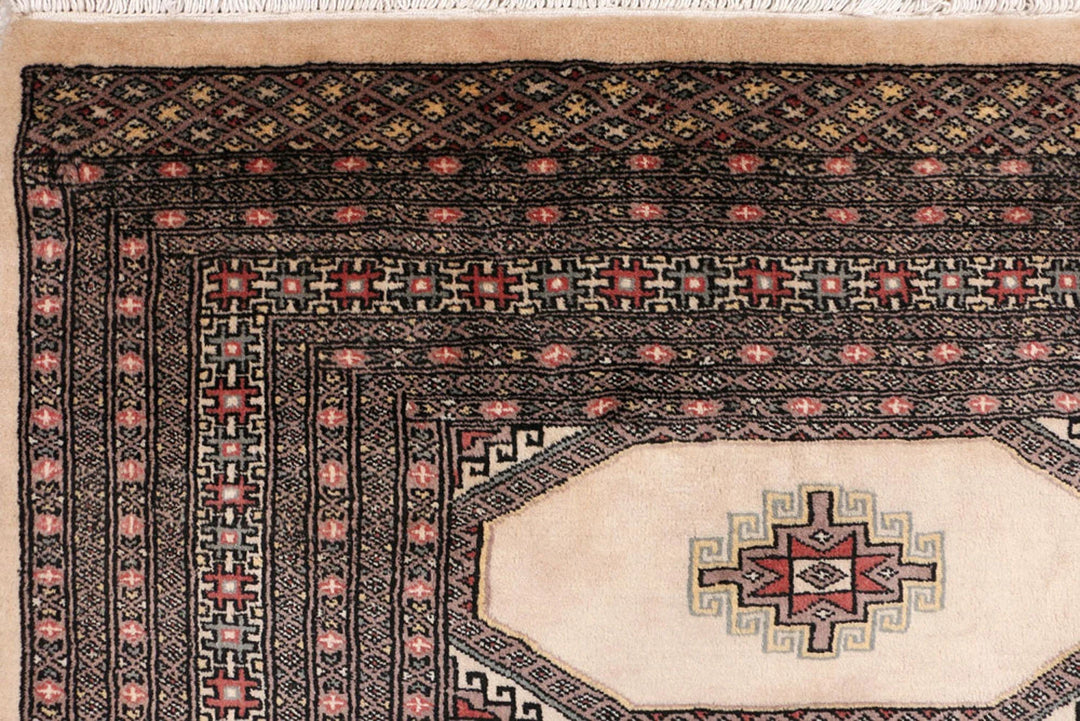 Wheat Pakistani Jaldar Rug 5' 7" x 8' 6" Hand-Knotted | No. QA75878