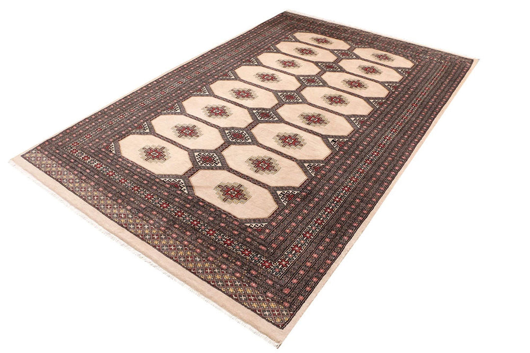 Wheat Pakistani Jaldar Rug 5' 7" x 8' 6" Hand-Knotted | No. QA75878