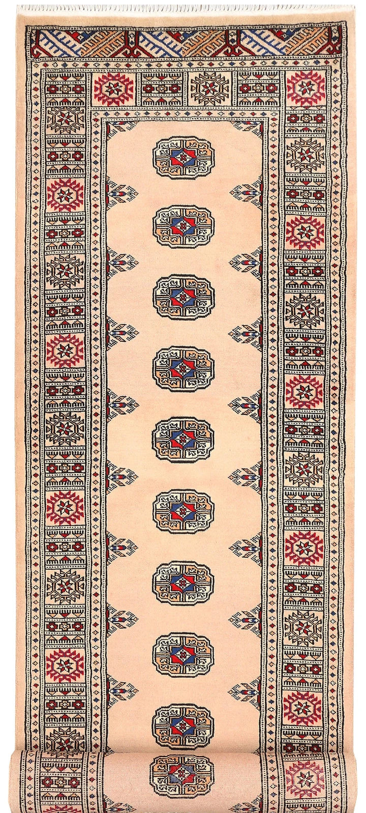 Tan Pakistani Bokhara Rug 2' 7" x 10' 6" Hand-Knotted | No. QA75903