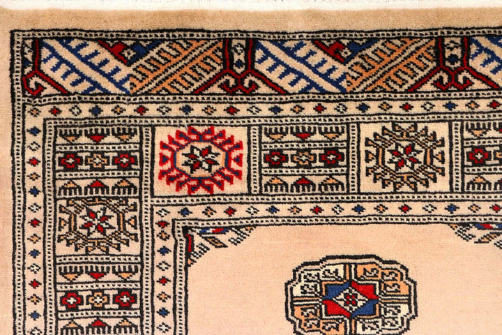 Tan Pakistani Bokhara Rug 2' 7" x 10' 6" Hand-Knotted | No. QA75903