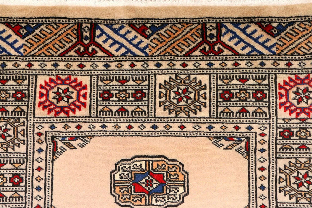 Tan Pakistani Bokhara Rug 2' 7" x 10' 6" Hand-Knotted | No. QA75903
