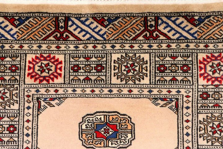 Tan Pakistani Bokhara Rug 2' 7" x 10' 6" Hand-Knotted | No. QA75903