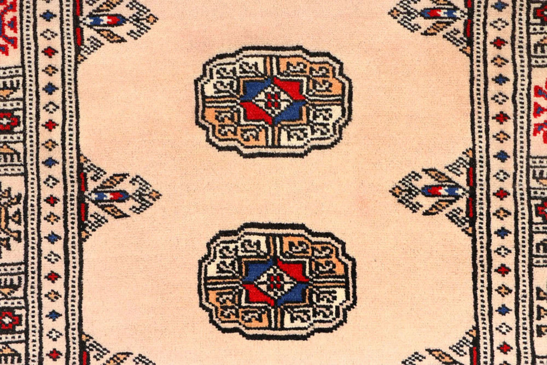 Tan Pakistani Bokhara Rug 2' 7" x 10' 6" Hand-Knotted | No. QA75903