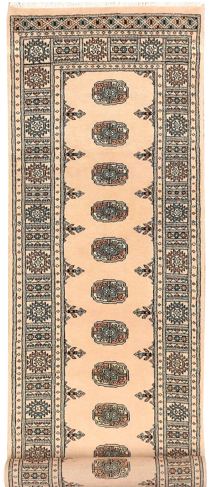Tan Pakistani Bokhara Rug 2'6" x 9' Hand-Knotted | No. QA76033