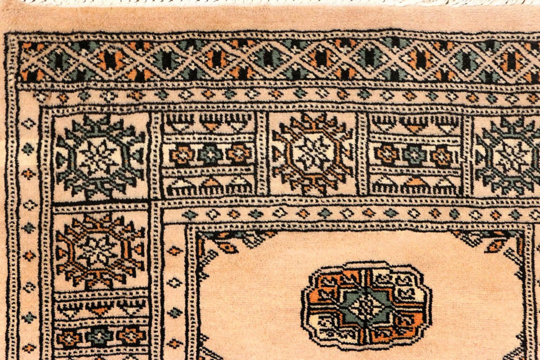 Tan Pakistani Bokhara Rug 2'6" x 9' Hand-Knotted | No. QA76033