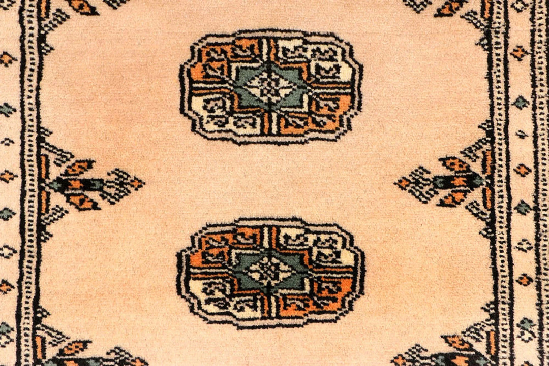 Tan Pakistani Bokhara Rug 2'6" x 9' Hand-Knotted | No. QA76033