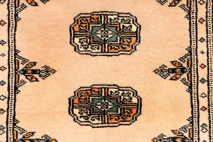 Tan Pakistani Bokhara Rug 2'6" x 9' Hand-Knotted | No. QA76033