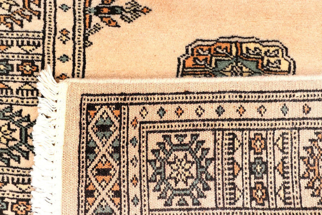 Tan Pakistani Bokhara Rug 2'6" x 9' Hand-Knotted | No. QA76033