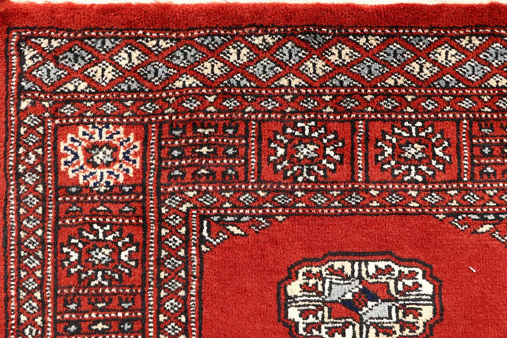 Orange Red Pakistani Bokhara Rug 2' 7" x 14' 1" Hand-Knotted | No. QA76243