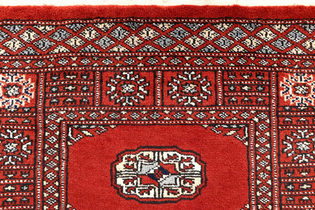 Orange Red Pakistani Bokhara Rug 2' 7" x 14' 1" Hand-Knotted | No. QA76243