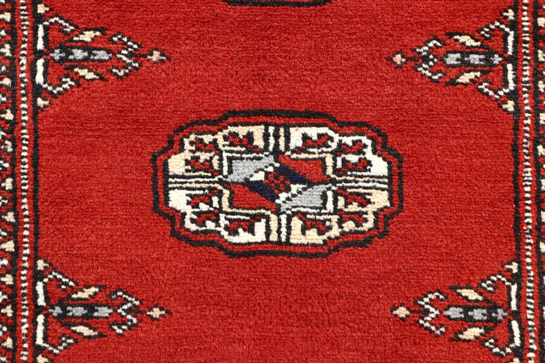 Orange Red Pakistani Bokhara Rug 2' 7" x 14' 1" Hand-Knotted | No. QA76243
