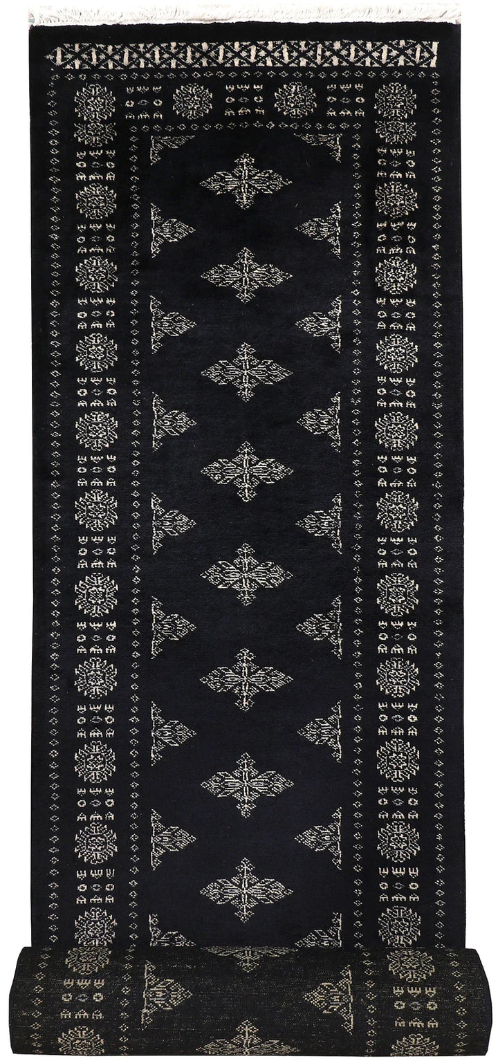 Grey Pakistani Butterfly Runner Rug 2' 7" x 12' 7" Hand-Knotted | No. QA76304