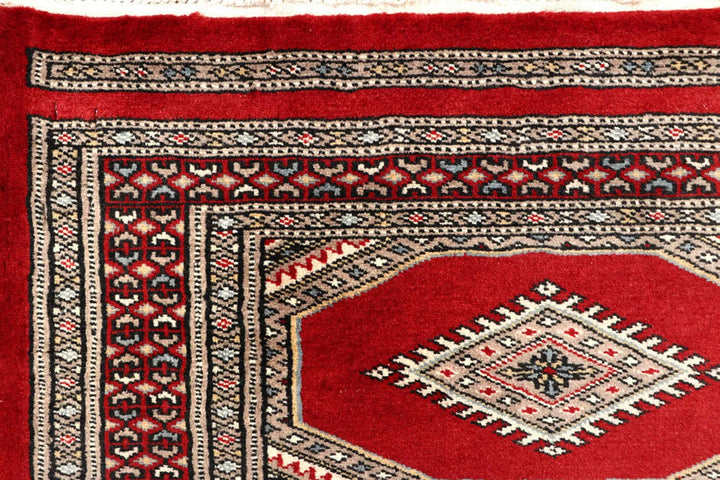 Red Pakistani Jaldar Rug 2' 5" x 8' 11" Hand-Knotted | No. QA76407