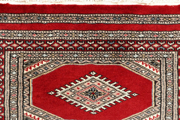 Red Pakistani Jaldar Rug 2' 5" x 8' 11" Hand-Knotted | No. QA76407