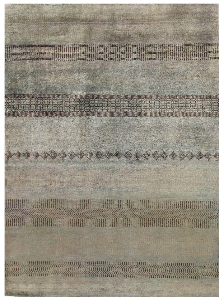 Dark Grey Pakistani Gabbeh Rug 5' 7" x 7' 7" Hand-Knotted | No. QA76585