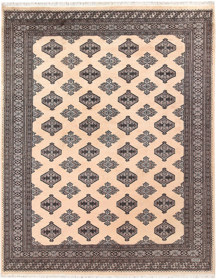 Brown Pakistani Jaldar Rug 6' 9" x 8' 5" Hand-Knotted | No. QA76724