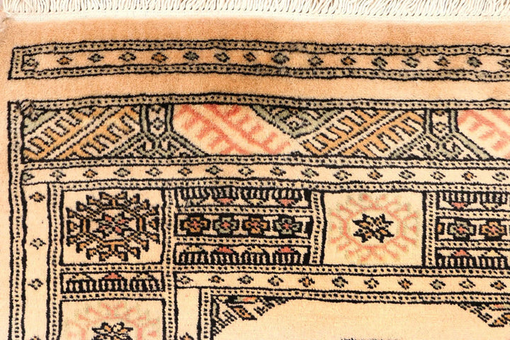Navajo White Pakistani Bokhara Runner 2' 7" x 10' 4" Hand-Knotted | No. QA76817