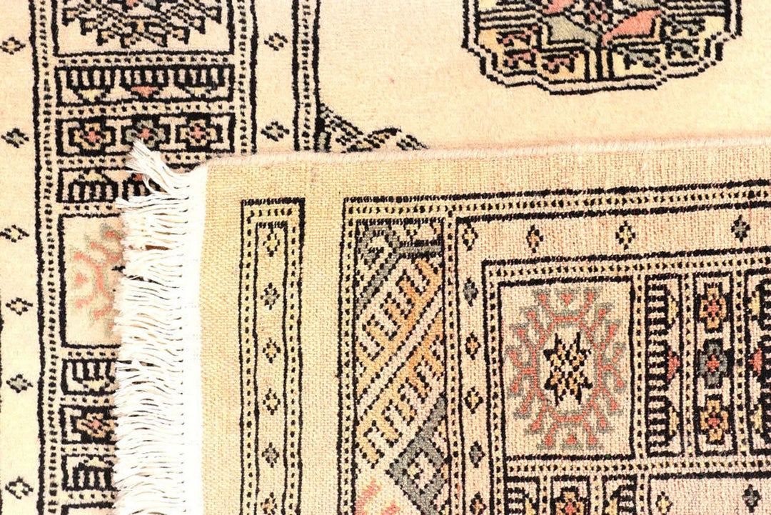 Navajo White Pakistani Bokhara Runner 2' 7" x 10' 4" Hand-Knotted | No. QA76817