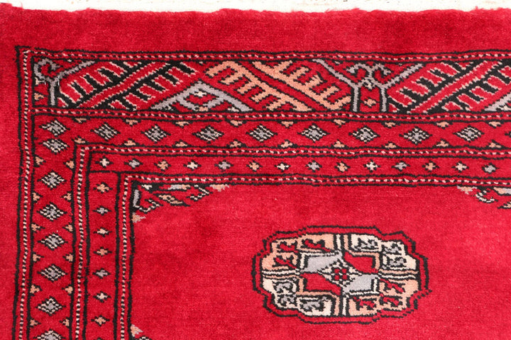 Red Bokhara Rug 2' x 5' 8" Hand-Knotted | No. QA76842