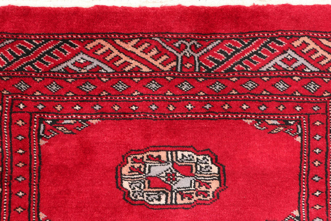 Red Bokhara Rug 2' x 5' 8" Hand-Knotted | No. QA76842