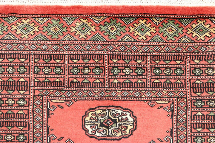 Light Coral Pakistani Bokhara Rug 2' 7" x 8' Hand-Knotted | No. QA76856