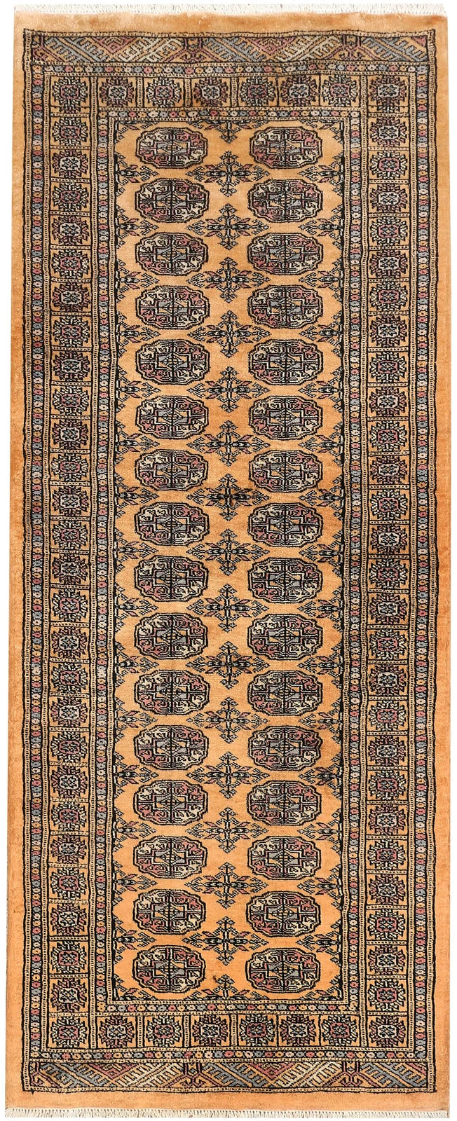 Yellow Pakistani Bokhara Rug 2' 7" x 6' 6" Hand-Knotted | No. QA76867