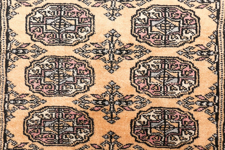 Yellow Pakistani Bokhara Rug 2' 7" x 6' 6" Hand-Knotted | No. QA76867
