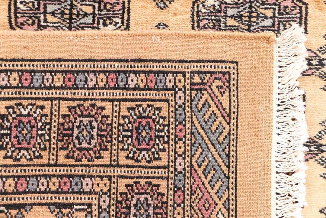 Yellow Pakistani Bokhara Rug 2' 7" x 6' 6" Hand-Knotted | No. QA76867
