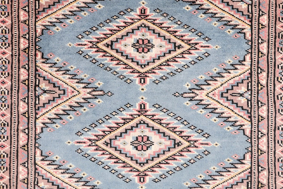 Light Slate Grey Pakistani Jaldar Runner Rug 2' 2" x 6' Hand-Knotted | No. QA76920