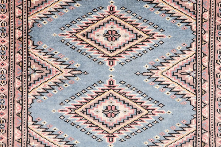 Light Slate Grey Pakistani Jaldar Runner Rug 2' 2" x 6' Hand-Knotted | No. QA76920