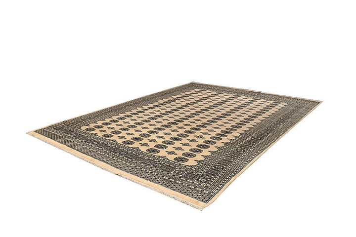 Brown Pakistani Bokhara Rug 9' x 12'3" Hand-Knotted | No. QA76994