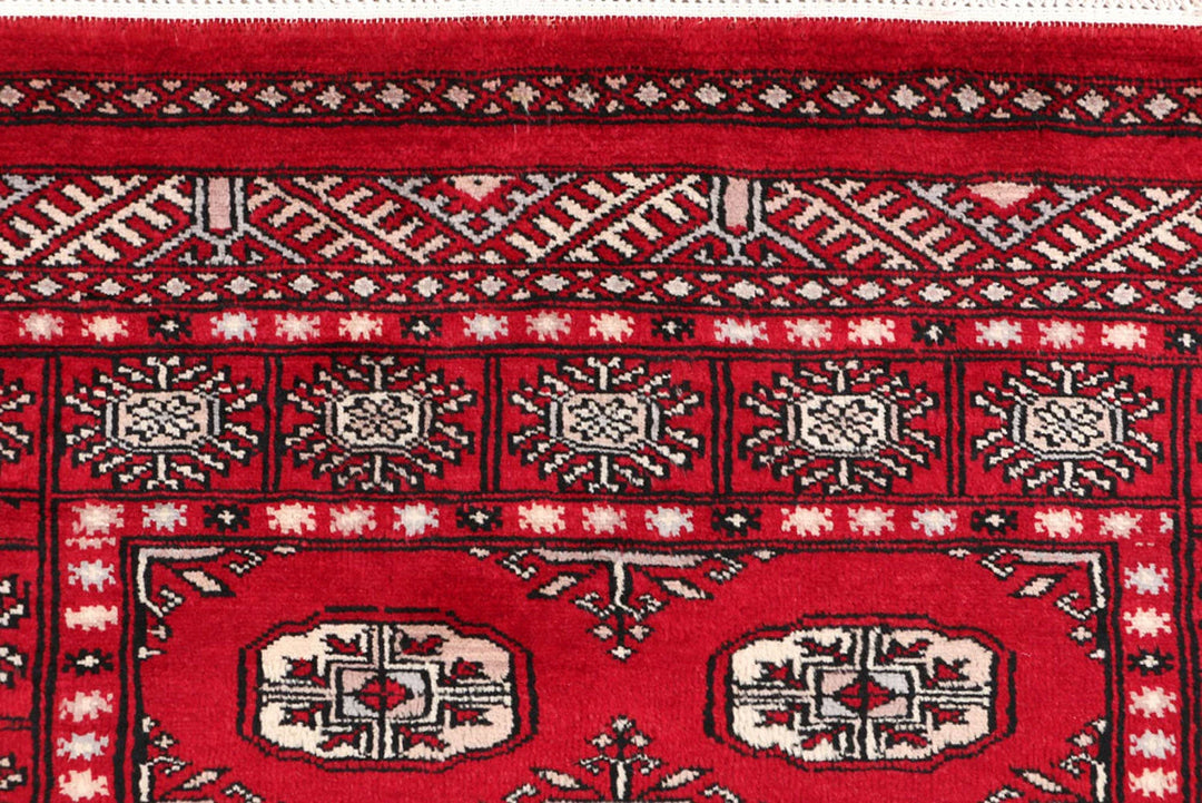 Dark Red Pakistani Bokhara Rug 3' 1" x 4' 6" Hand-Knotted | No. QA76995