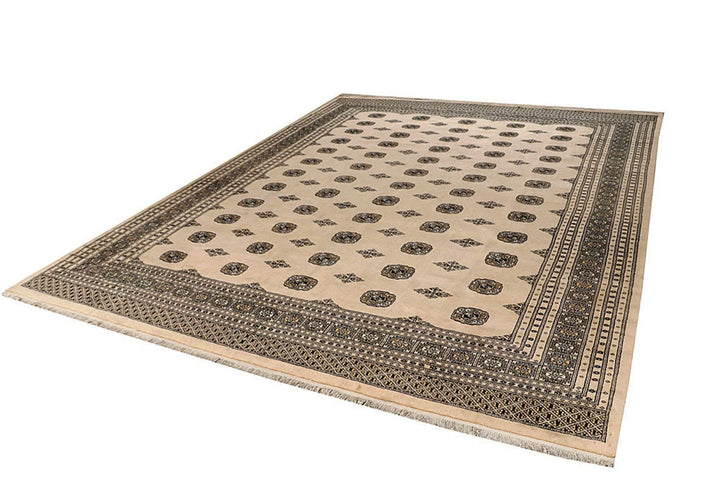 Brown Pakistani Bokhara Rug 9' 10" x 12' 4" Hand-Knotted | No. QA77010