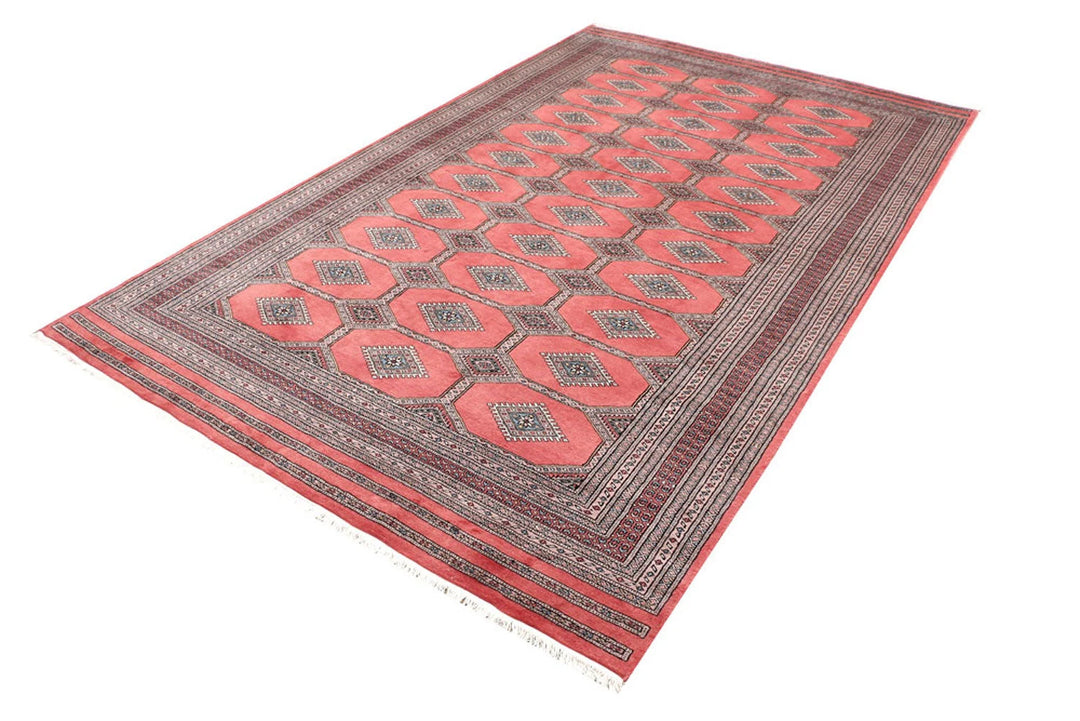 Dark Salmon Pakistani Jaldar Rug 6' 7" x 10' 6" Hand-Knotted | No. QA77137