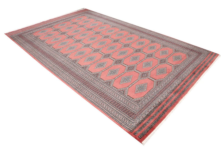 Dark Salmon Pakistani Jaldar Rug 6' 7" x 10' 6" Hand-Knotted | No. QA77137