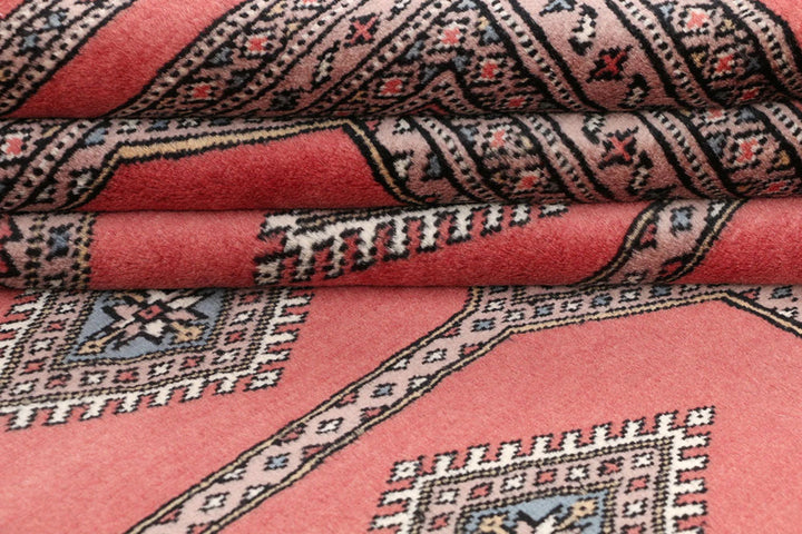 Dark Salmon Pakistani Jaldar Rug 6' 7" x 10' 6" Hand-Knotted | No. QA77137