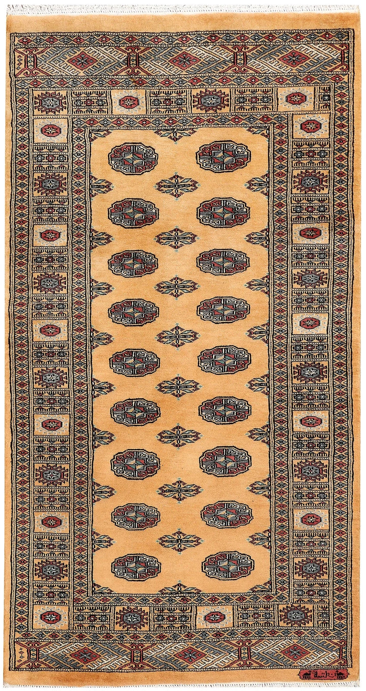 Yellow Pakistani Bokhara Rug 3' 1" x 5' 10" Hand-Knotted | No. QA77142