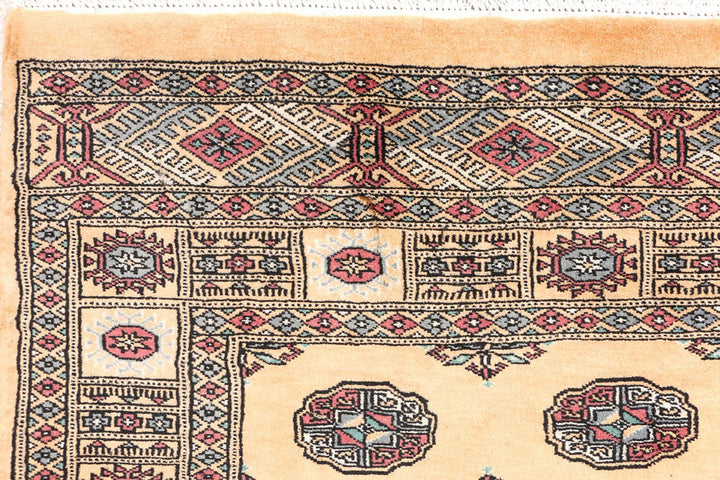 Yellow Pakistani Bokhara Rug 3' 1" x 5' 10" Hand-Knotted | No. QA77142