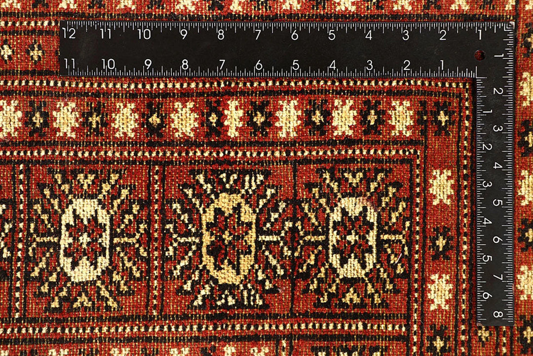 Orange Red Pakistani Bokhara Rug 8' x 11'1" Hand-Knotted | No. QA77243