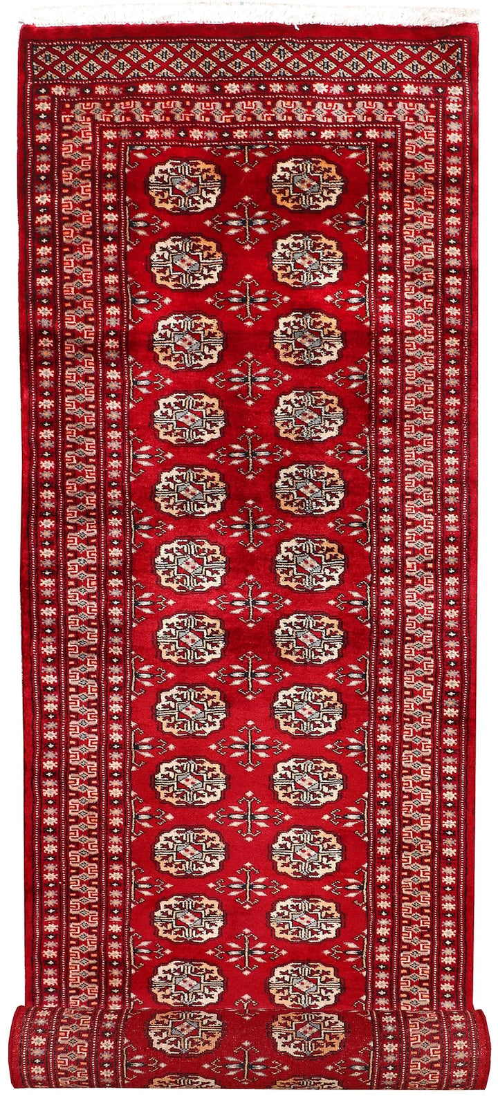 Dark Red Pakistani Bokhara Rug 2' 7" x 9' 7" Hand-Knotted | No. QA77272