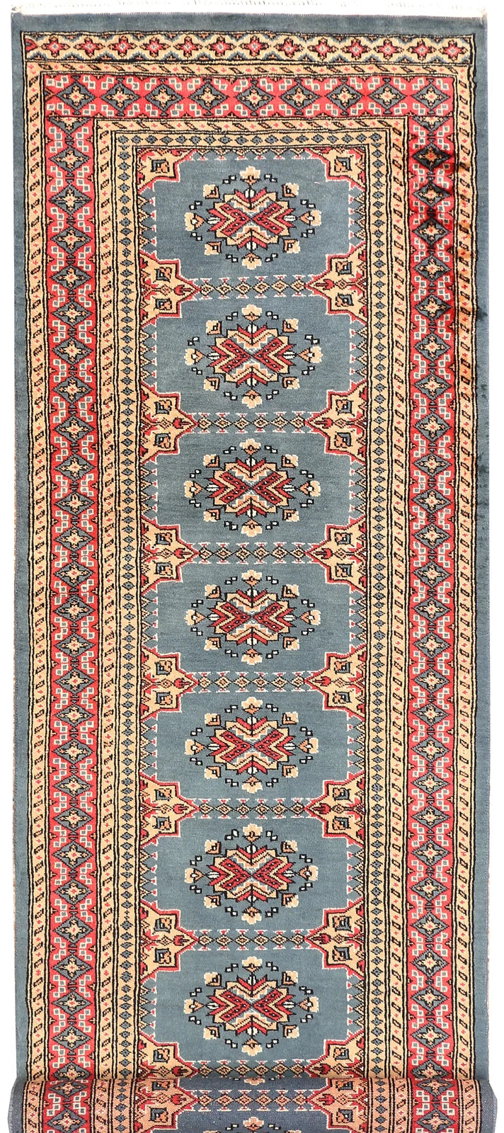 Light Slate Grey Pakistani Jaldar Rug 2' 5" x 8' 8" Hand-Knotted | No. QA77319