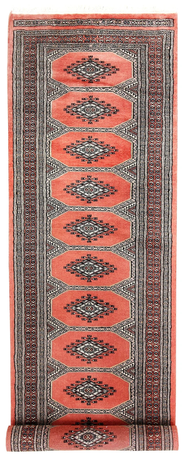 Light Salmon Pakistani Jaldar Runner 2' 4" x 9' 1" Hand-Knotted | No. QA77373