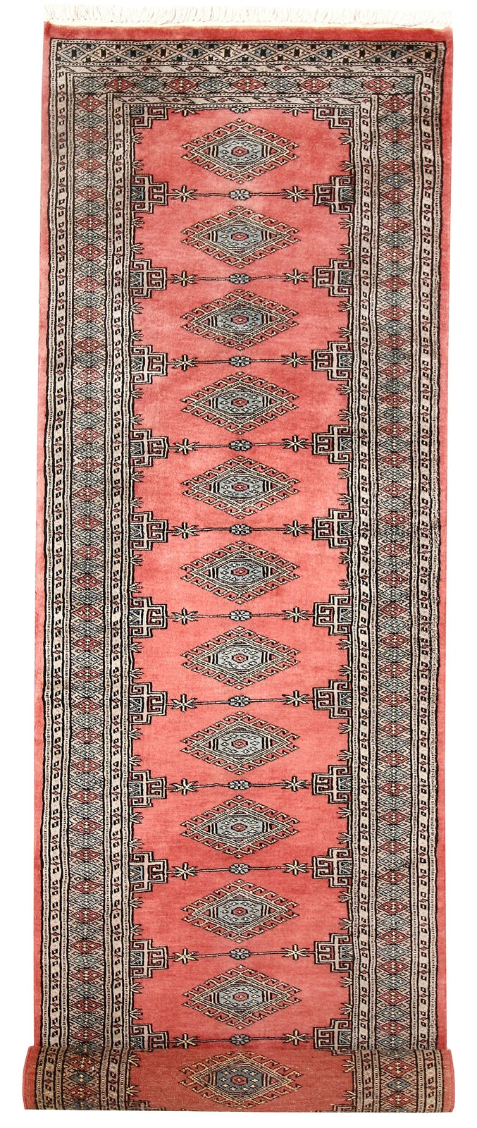 Salmon Pakistani Jaldar Runner 2' 4" x 8' 2" Hand-Knotted | No. QA77547