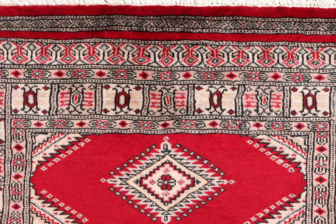 Dark Red Pakistani Jaldar Rug 3' 1" x 5' 3" Hand-Knotted | No. QA77594