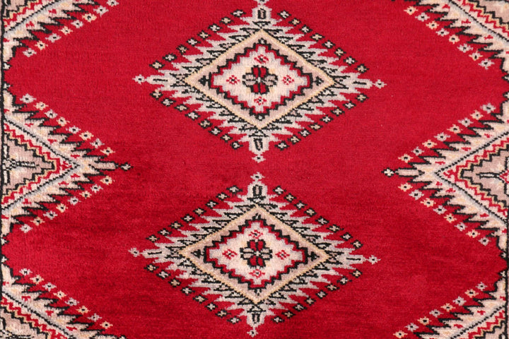 Dark Red Pakistani Jaldar Rug 3' 1" x 5' 3" Hand-Knotted | No. QA77594