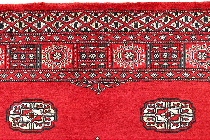 Red Bokhara Rug 4' 2" x 6' 3" Hand-Knotted | No. QA77640