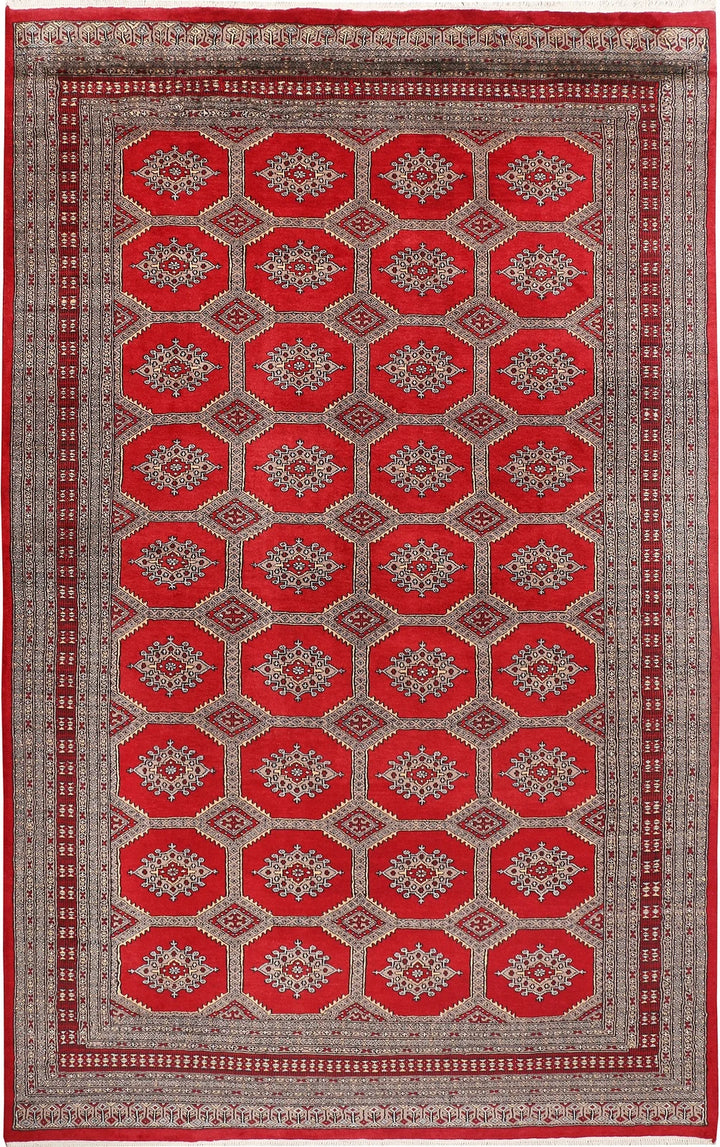 Firebrick Pakistani Jaldar Rug 6' 8" x 10' 10" Hand-Knotted | No. QA77667