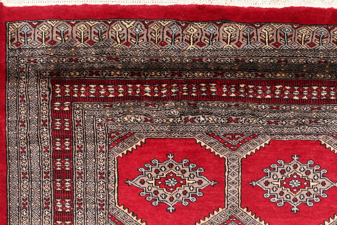Firebrick Pakistani Jaldar Rug 6' 8" x 10' 10" Hand-Knotted | No. QA77667