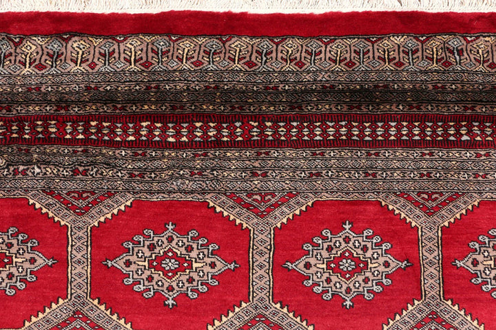Firebrick Pakistani Jaldar Rug 6' 8" x 10' 10" Hand-Knotted | No. QA77667